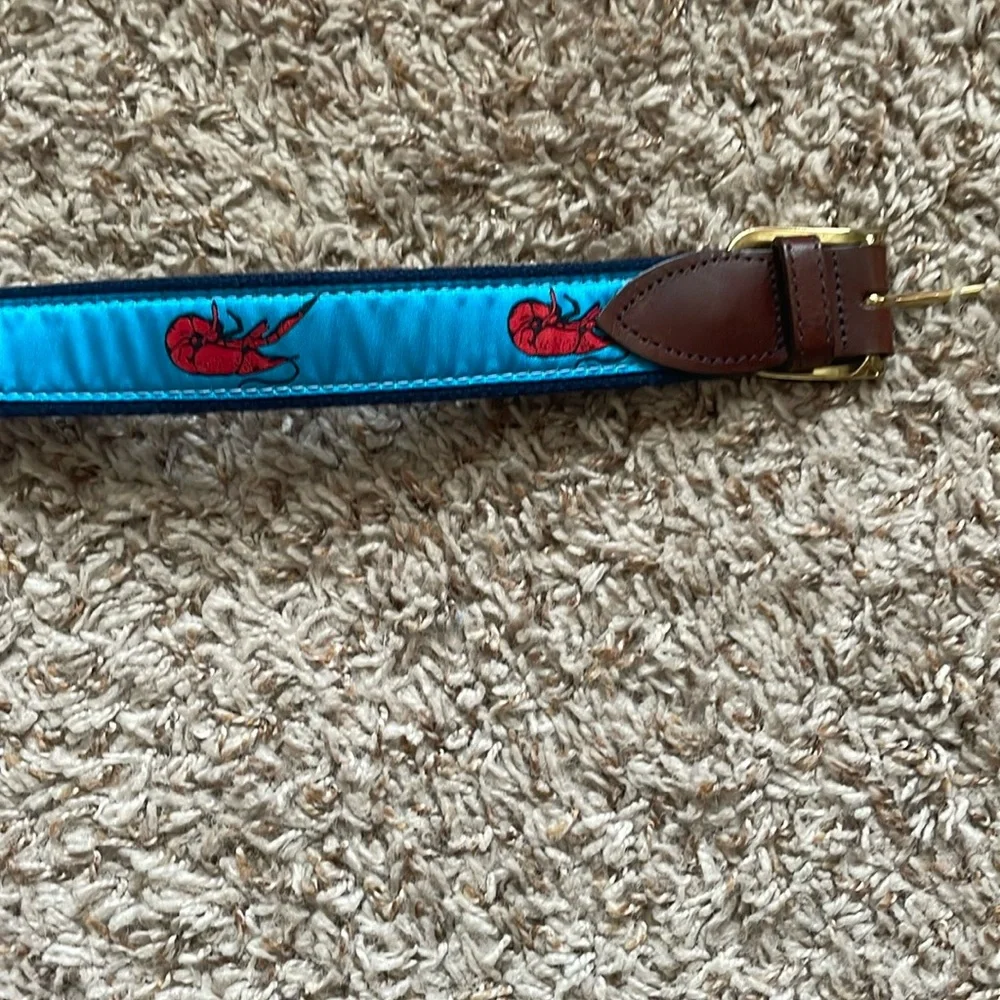 Perfect Crawfish patterned belt from The Belted Cow Co, made in Maine 34/35